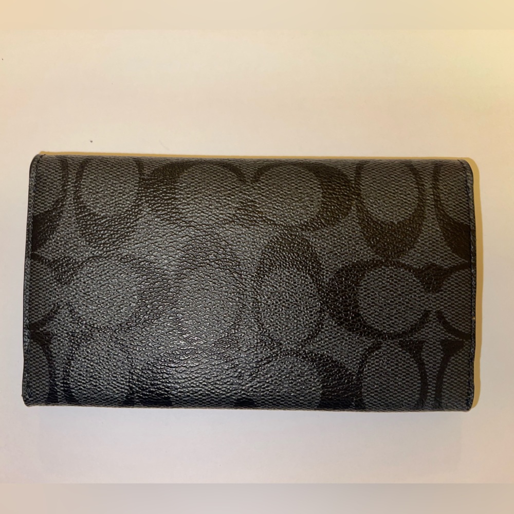 Coach Slim Wallet – Black and Grey Signature Canvas